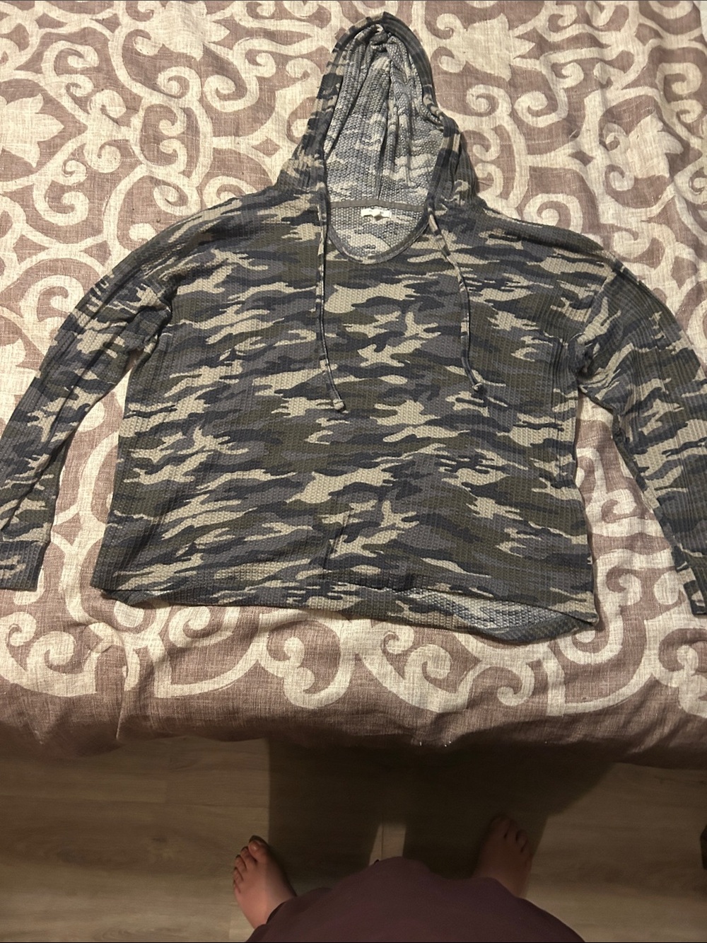 Maurices Green and Black Camo Hooded Sweatshirt